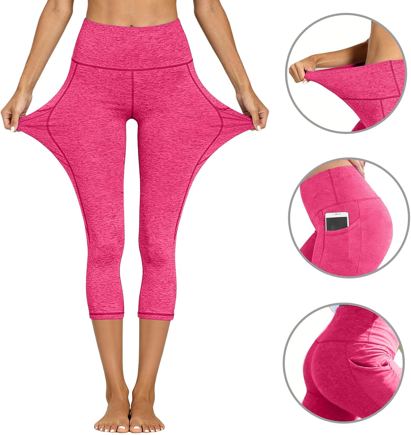 Capri Leggings for Women Summer Stretch Capris Slim Fit High Waisted Pant Soft Workout Yoga Pants with Pockets