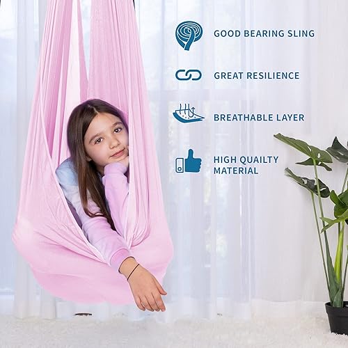 Miniatura 3 de OUTREE Columpio sensorial para niños con gancho giratorio de 360, columpio de terapia interior ideal para autismo, TDAH, trastorno de procesamiento