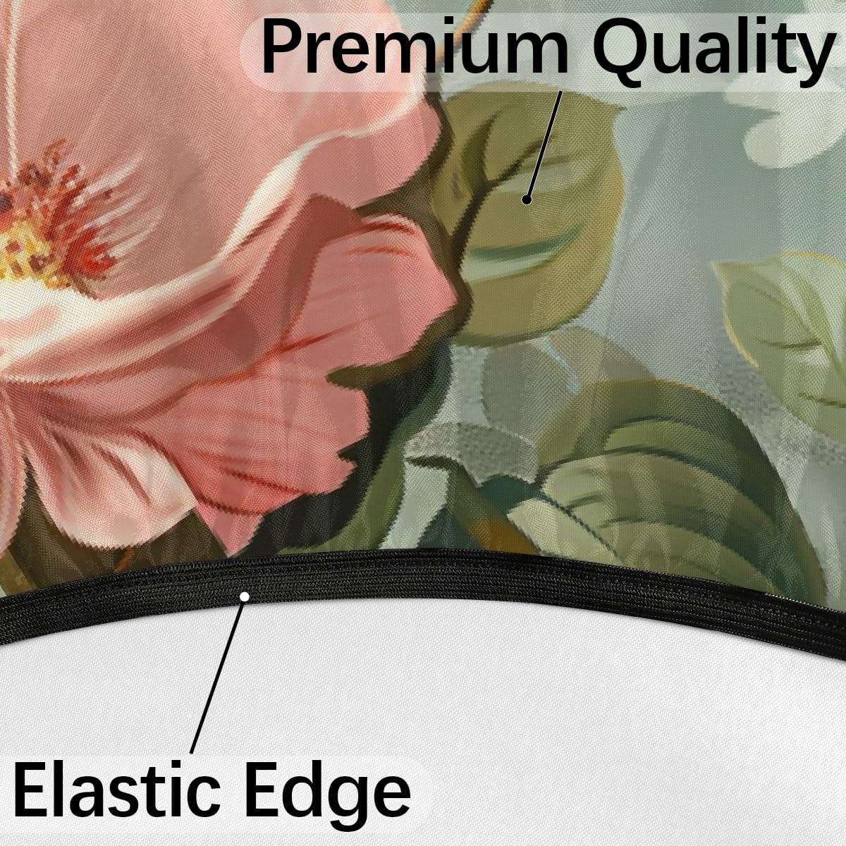 Pardick Round Outdoor Tablecloth with Umbrella Hole Elegant Ethnic Flower Round Fitted Table Cloth Waterproof Umbrella Tablecloth with Zipper Elastic Outdoor Patio Table Cover, Fits 45"-56" Tables