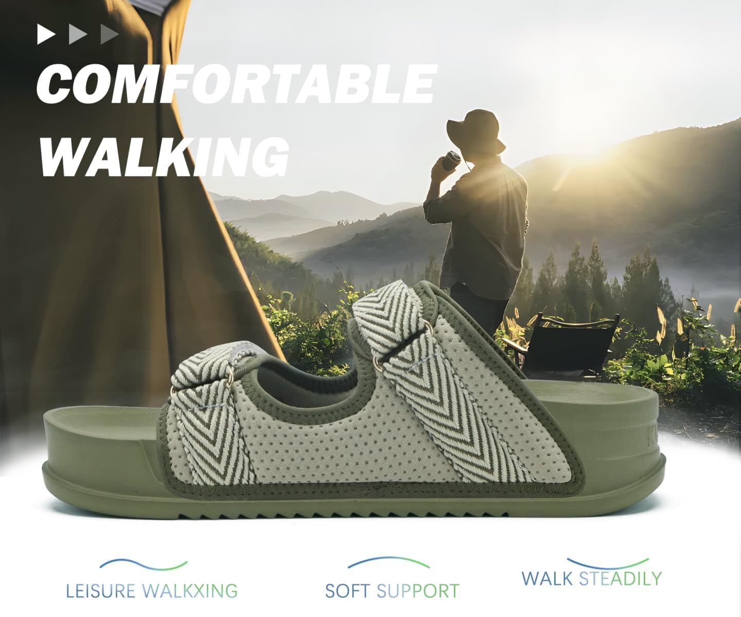 KuaiLu Mens Casual Sandals with Comfortable Orthopedic Arch Support Summer Beach Walking Shoes Cushion Slides Slip on Indoor Outdoor - Image 8