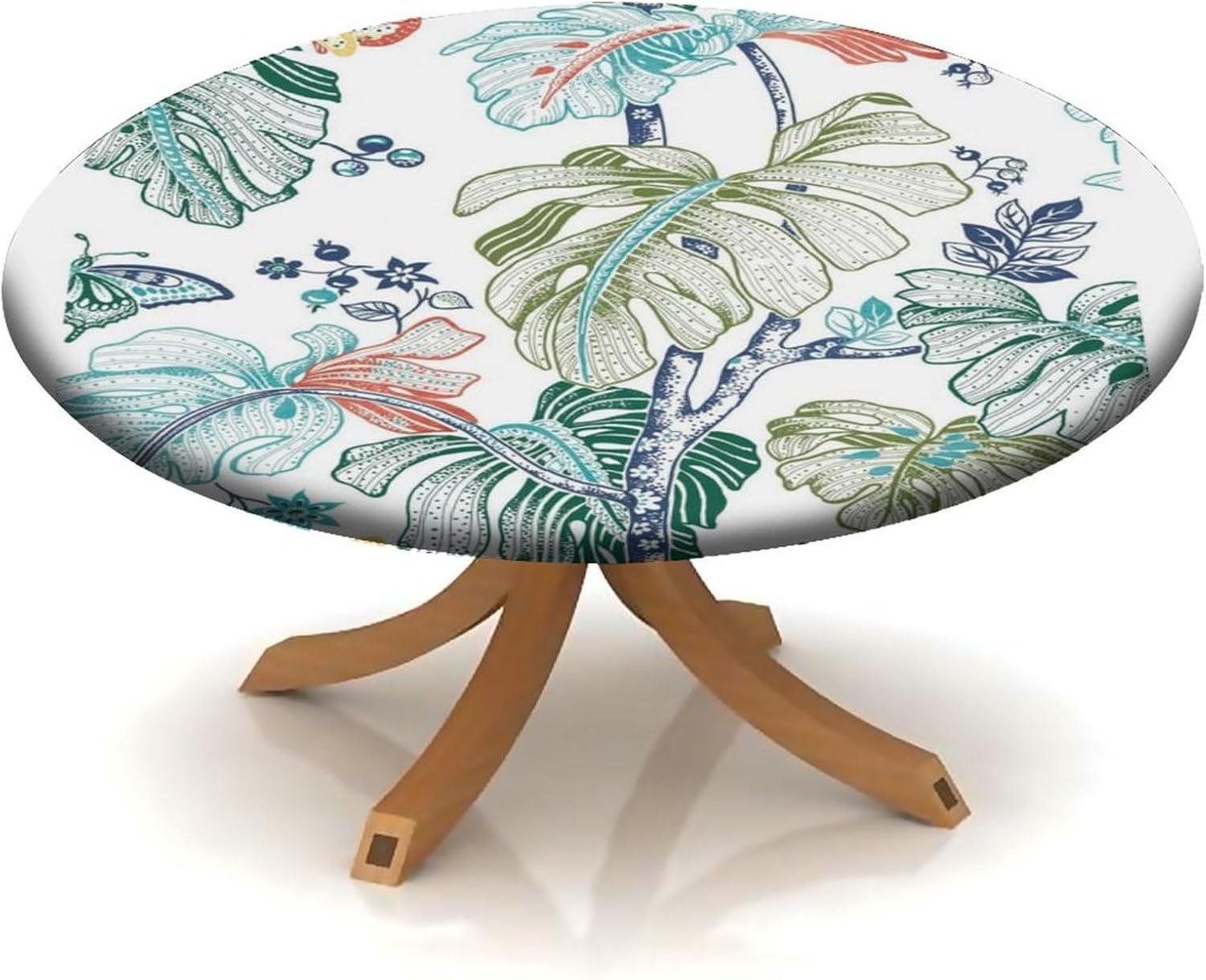 Tropical Palm Leaf Print Tablecloths, Waterproof Wipeable Table Cover, for Kitchen Dining Coffee Table Fit for 44" Table
