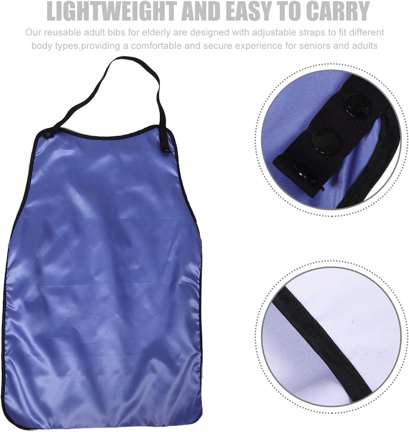 2pcs Elderly Bibs for Eating, Waterproof Cloth Bib Aprons, Adjustable Food Clothing Protectors with Pocket for Adults Men Women Dining Protection