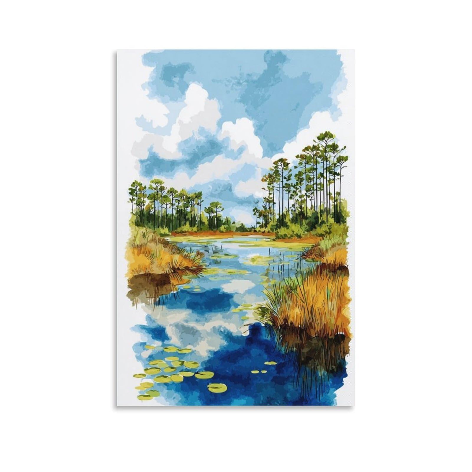 ZBBGGOZ John Pennekamp State Park Poster 24x36inch(60x90cm) Vintage Watercolor Canvas Art