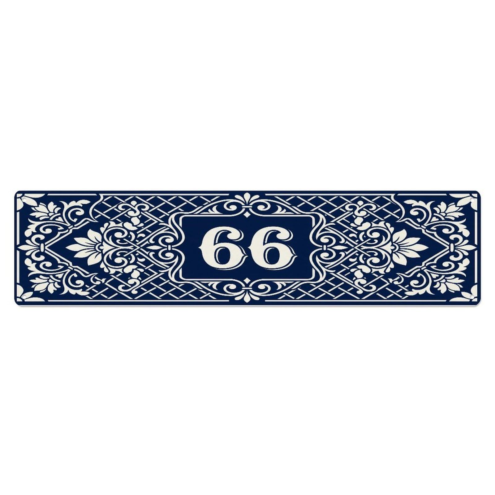 Fqcyn Style Metal Tin Sign Vintage House Door Number 66