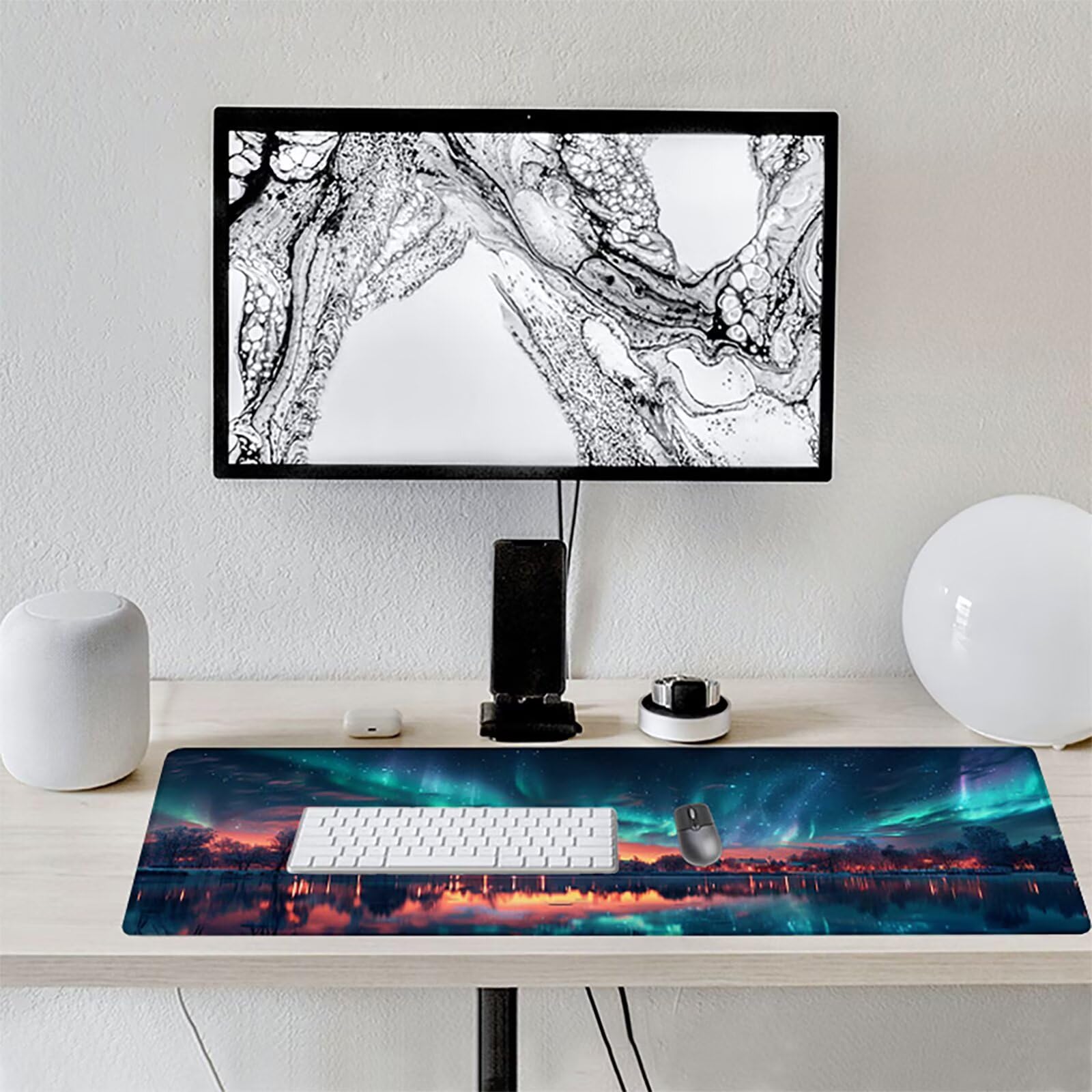 Aurora Alfombrilla Ratón Gaming XXL 1500x800 mm, Alfombrilla Gaming Verde Mousepad con Base de Goma Antideslizante, Impermeable Desk Mat para Teclado y Raton, Accesorios Gaming, Regalos de Hombre F-2