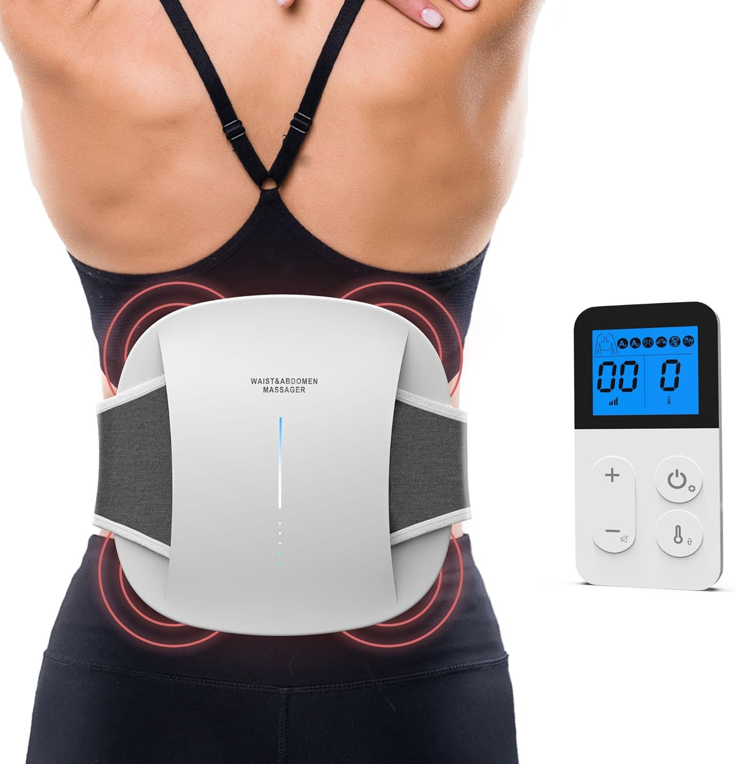 Wireless Waist Massager - Lower Back Massager for Deep Tissue Pain Relief, 6 Massage Modes, 3 Heat Levels,2400mAh Battery, Portable Massage Belt