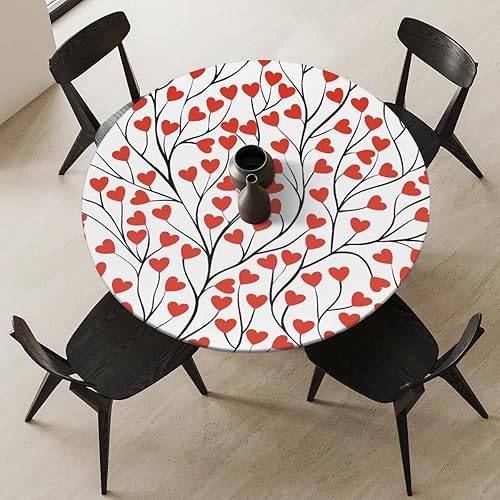 Vista 370 de cfpolar Mantel redondo ajustable de verano, hojas de palma tropical, borde elástico, mantel redondo lavable para uso en interiores y exteriores, se