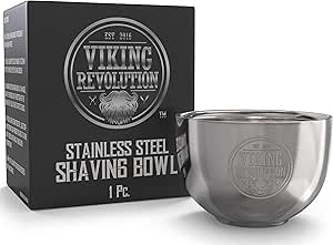 Viking Revolution Shaving Soap Bowl Stainless Steel - Shave Bowl for Shave Cream &amp; Soap- Double Layer, Unbreakable Shaving Bowl for Wet Shave