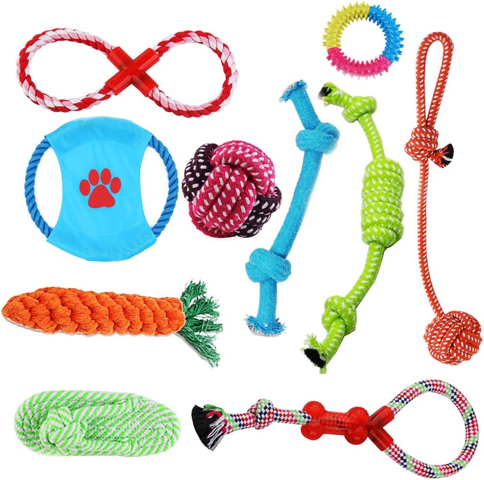 Dog Toys Set,Dog Rope Toys Set,Great for Small and Medium Sized Dogs ,Durable, Safe, and Toxin-Free,Pet Chew Rope Toys(10 items)