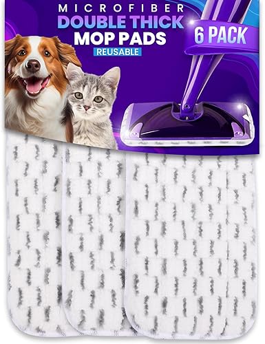 6 almohadillas universales de 11 pulgadas de velcro reutilizables para mopa de suelo, compatibles con recambios Swiffer Wet Jet, lavables a máquina,