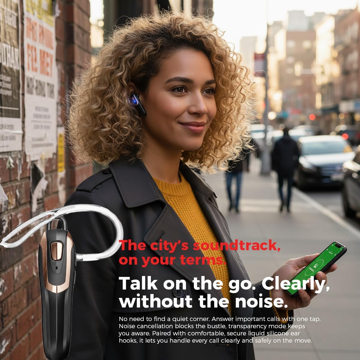 2Pieces Single Ear Wireless Headset, Bluetooth 6.0 for Cell Phone & Computer, Bluetooth Earpiece, 42H Music Playback, Clear Call Noise Reduction, Hands-Free for Drivers and Office Work