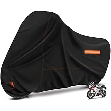 Enzeno Motorcycle Cover Waterproof Motorcycle Rain Tarp Outdoor Storage | Windproof Motorcycle Tarp All Weather Rain UV Protection with Lock-Holes Night Reflective Strips Fits up to 96.5"
