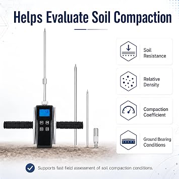 FM-204DJ Digital Soil Penetrometer, 1000N Soil Compaction Tester