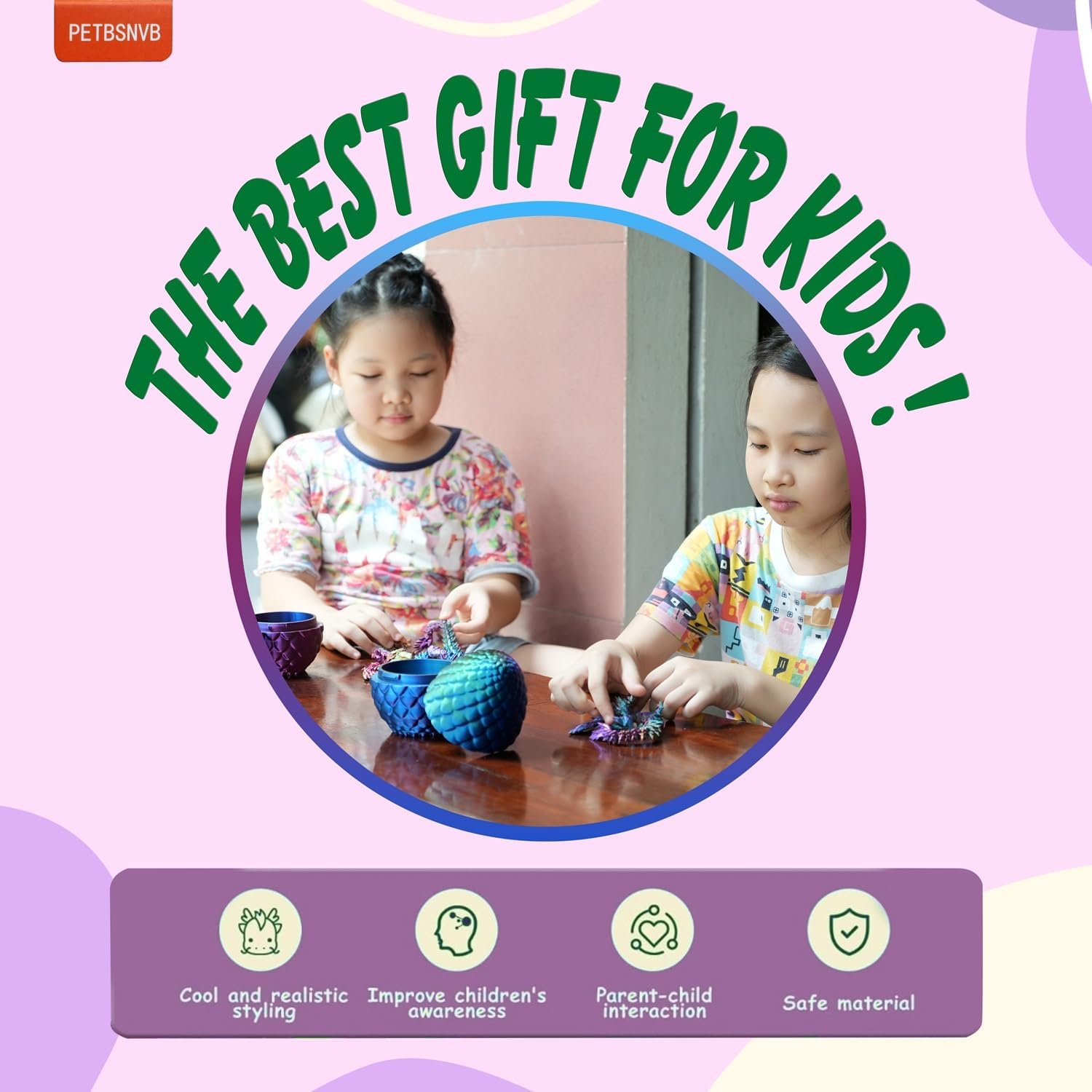 3 Colors 3D Printed Dragon with Wings in Egg, Easter Basket Stuffers, Crystal Dragon Surprise in Eggs, Articulated Dragon, Dragon Fidget Toy, Home Office Decor Executive Desk Toy (Brown)