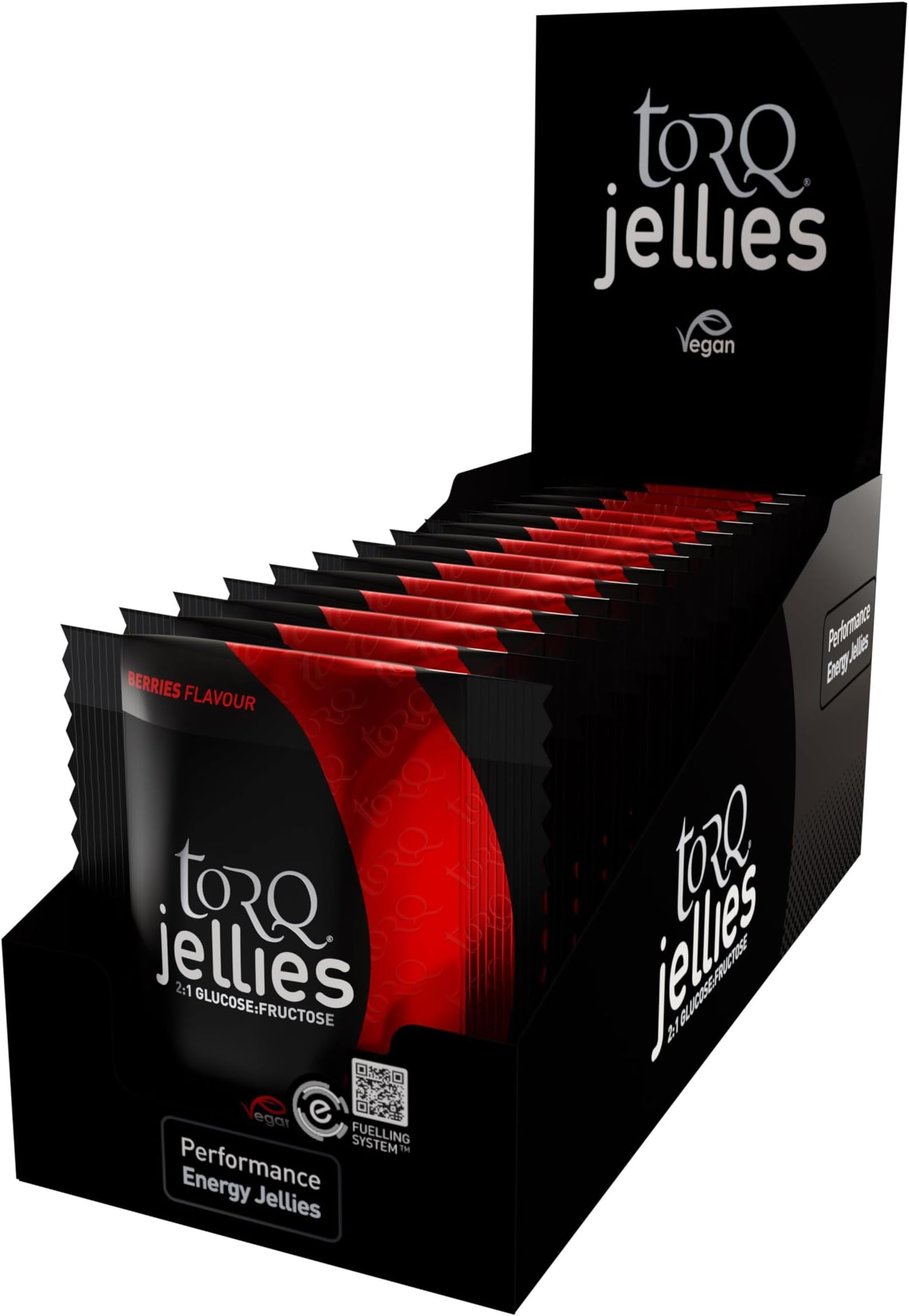 TORQ Energy Chews for Running - Fast-Release Energy Gummies for Cycling & Endurance Sports | High Carbohydrate Dual Glucose & Fructose Gels | Berries Flavoured Vegan Jelly Soft Bites | 6x15
