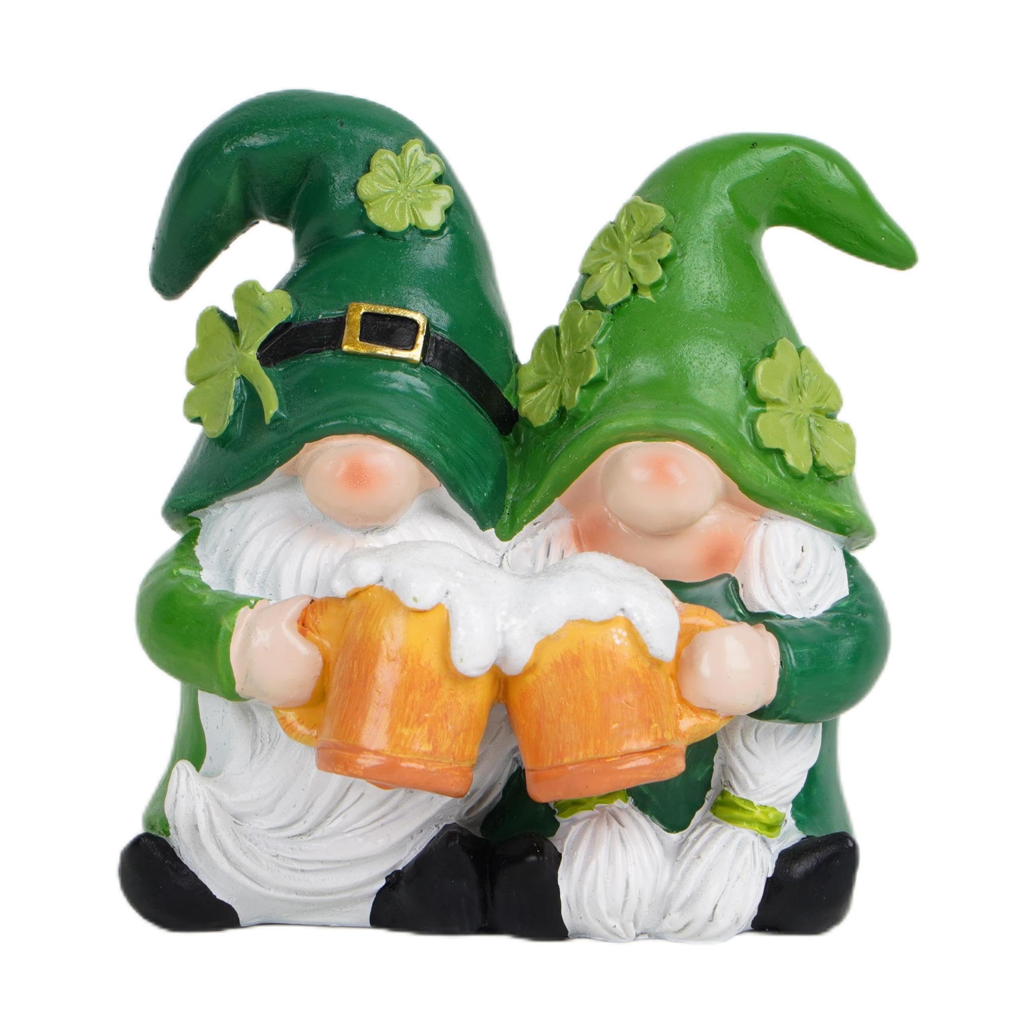 HodaoHodao St. Patrick's Day Couple Elves Decor - Handcrafted - Lucky Four-Leaf Clovers and Tender Embrace - The Ideal Choice to Create a Cozy Celebration Atmosphere (Green)