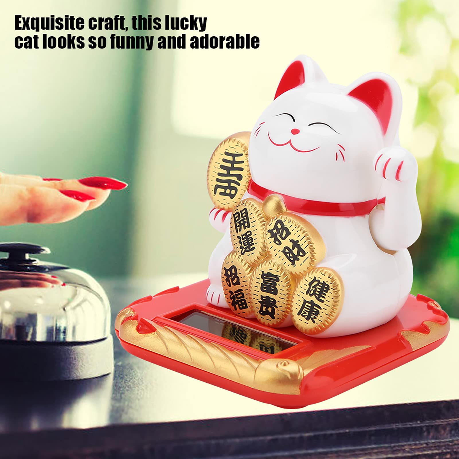 Chat Porte-Bonheur Feng Shui à Energie Solaire | Décor Bureau, Maison, Voiture, Bras Automatique