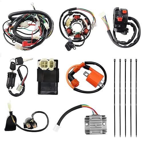 Vista 10 de PRO BAT GY6 Arnés de cableado eléctrico completo con tapa impermeable CDI bobina solenoide GY6 125cc 150cc 200cc 250cc chino arranque eléctrico