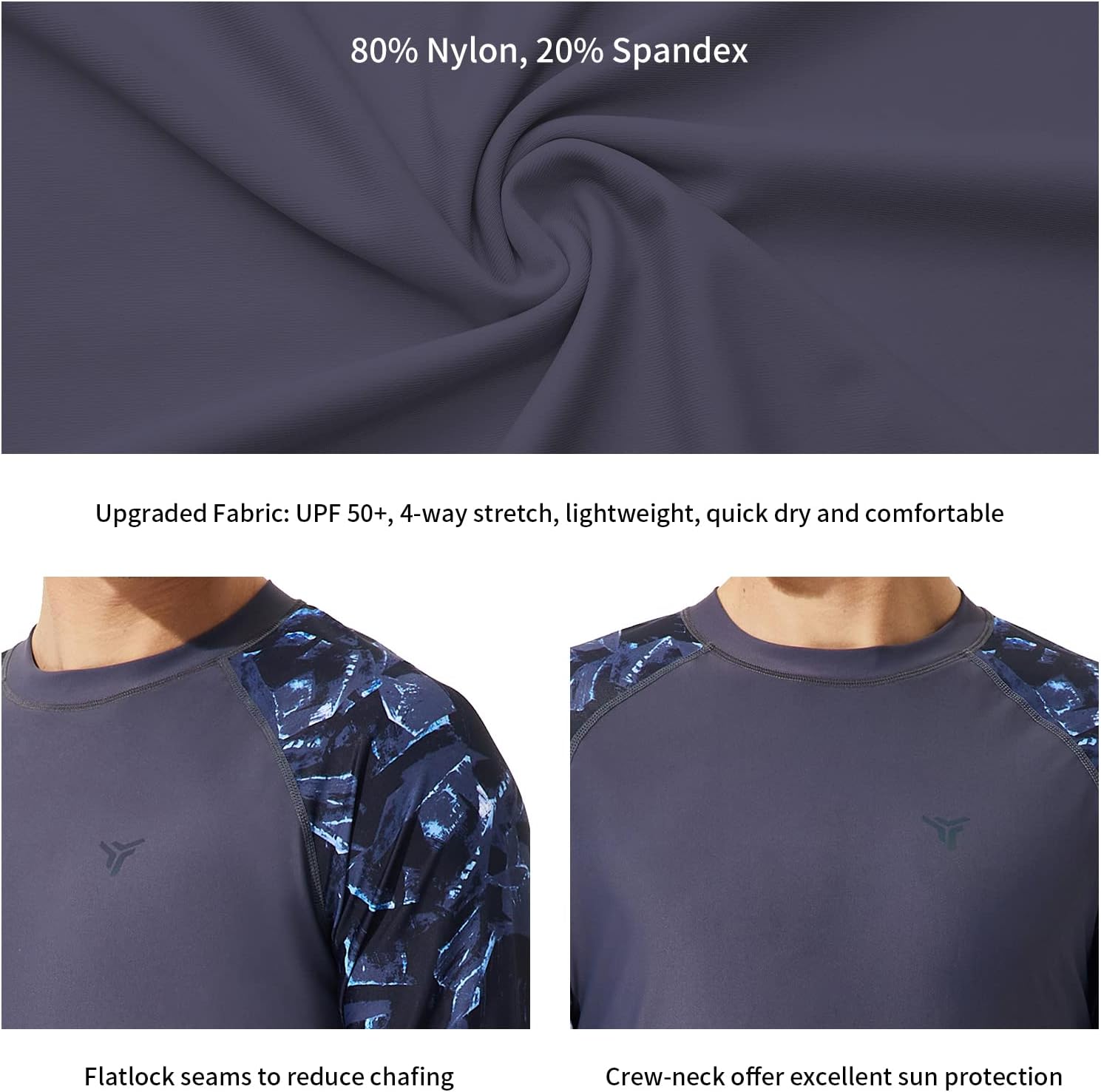 Men's Swim Shirts Rash Guard UPF 50+ Long & Short Sleeve UV Sun Protection Summer Shirts Fishing Hiking T-Shirt - Image 4