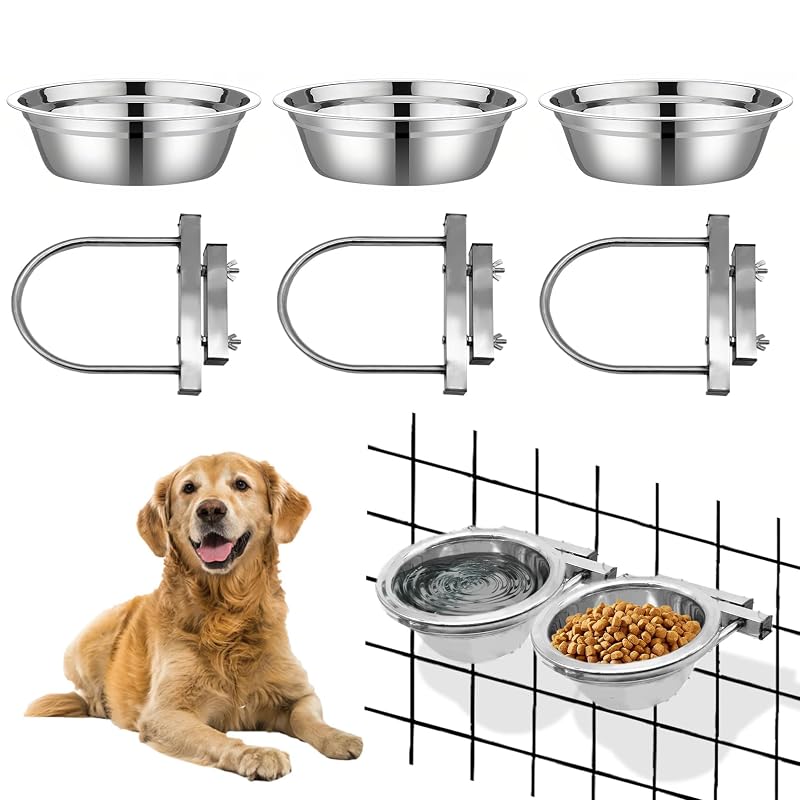 Comedouro Suspenso para Cães e Gatos em Aço Inoxidável kathson, 3 Unidades