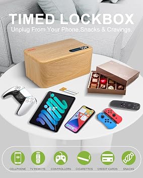 iDiskk Safe Timed Lock Box, Phone Lock Box with Timer Unplug from Phones, Video Games,Social Media,Snacks&Cravings, Self-Control Timer lock box Container Storage Box for Addiction Management