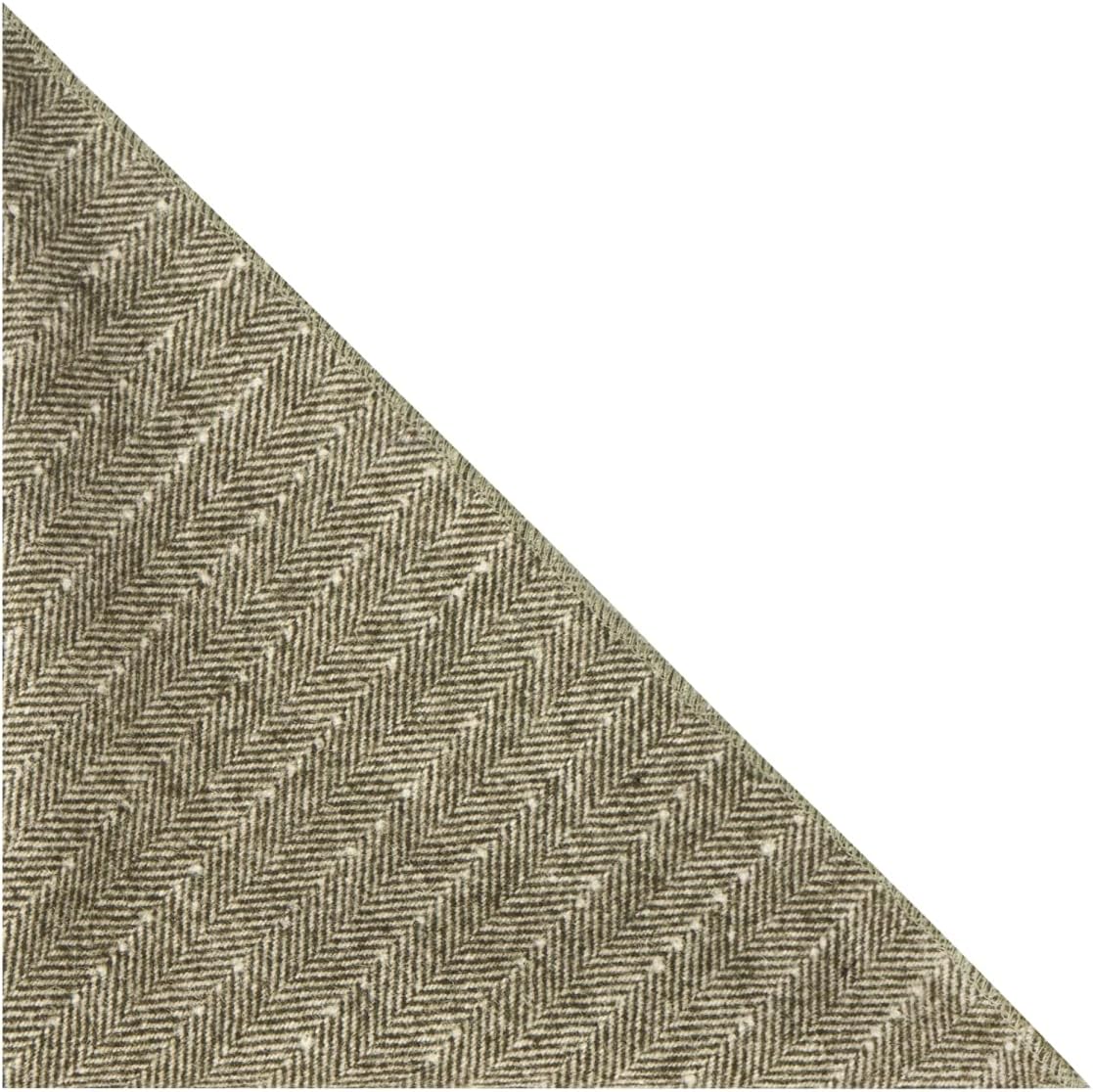 King & Priory Sage Green Herringbone with Pinstripe Pocket Square, Handkerchief, Tweed
