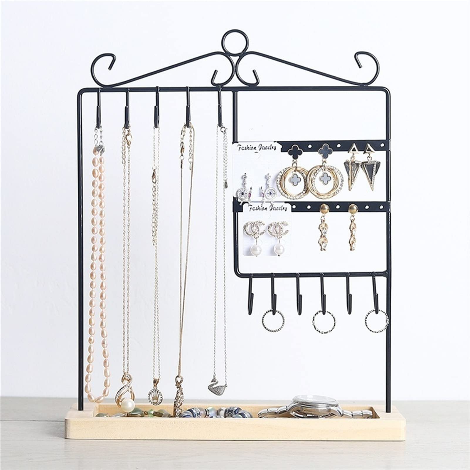 Schmuckständer, kreativer Ohrringhalter aus Schmiedeeisen, Aufbewahrungsregal für Schmuck zum Aufhängen von Halsketten, Ringen, Tablett, Schmuckständer, Schmuck-Organizer-Halter (Farbe: Weiß)