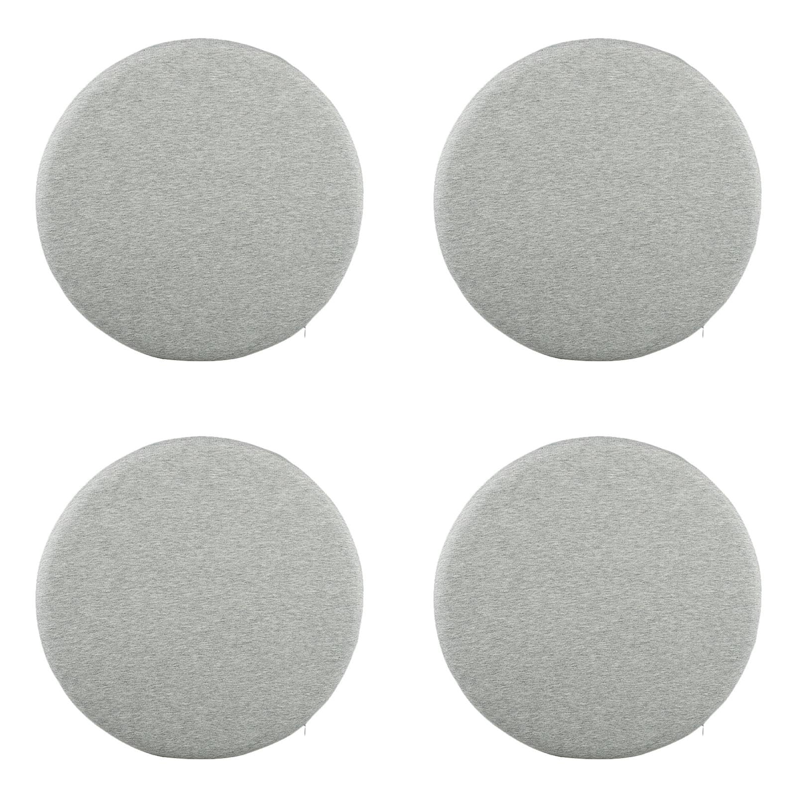4er Set Sitzkissen Rund 35x35 cm - 3.5 cm Hoch rutschfest & Gemütlich Stuhlauflage - Abnehmbar & Waschbar Baumwolle Stuhlkissen für Wohnzimmer, Büro, Konferenzraum, Küche, Gartens, A-4er Hellgrau