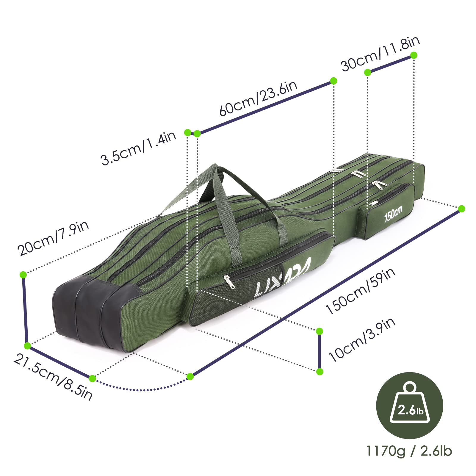 Lixada Angelrutentaschen, tragbar, Trolley, DREI Schichten, faltbar, Angelrute, Tasche, Spule, Tackle, Werkzeug, Carry Case Carrier Travel Bag