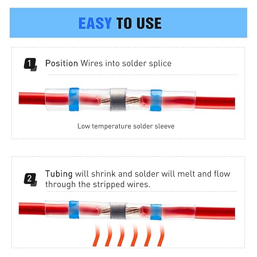 Miniatura 61 de Nilight 50015R - 200 conectores termocontraíbles – Conectores de alambre impermeables – Terminales eléctricos de grado marino automotriz – Kit