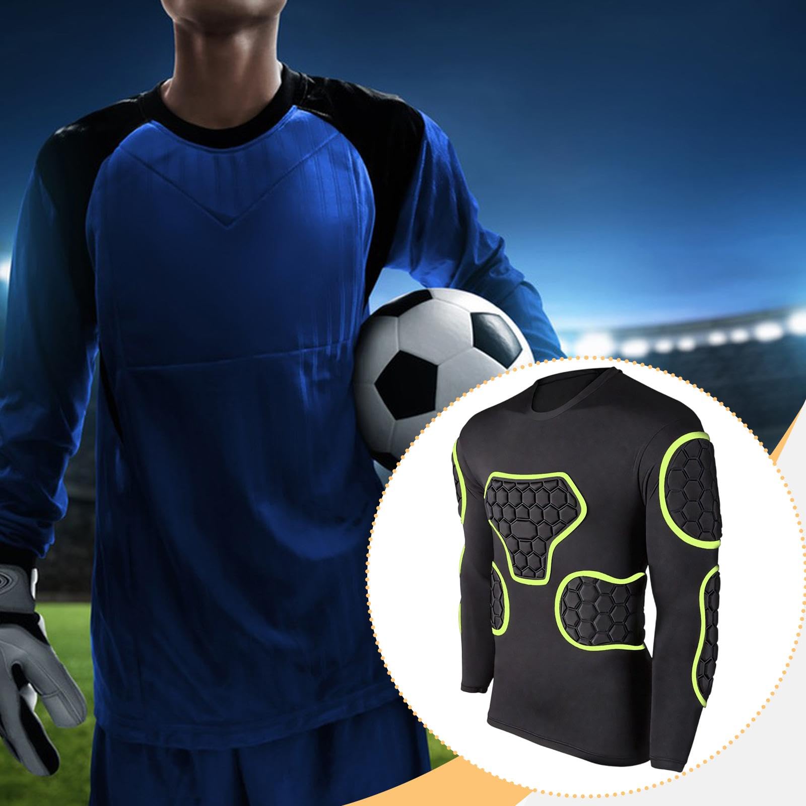 F Fityle Maglia da portiere a maniche lunghe imbottita in schiuma EVA, protezioni per torace e gomiti, traspirante, versatile, professionale, comoda protezione