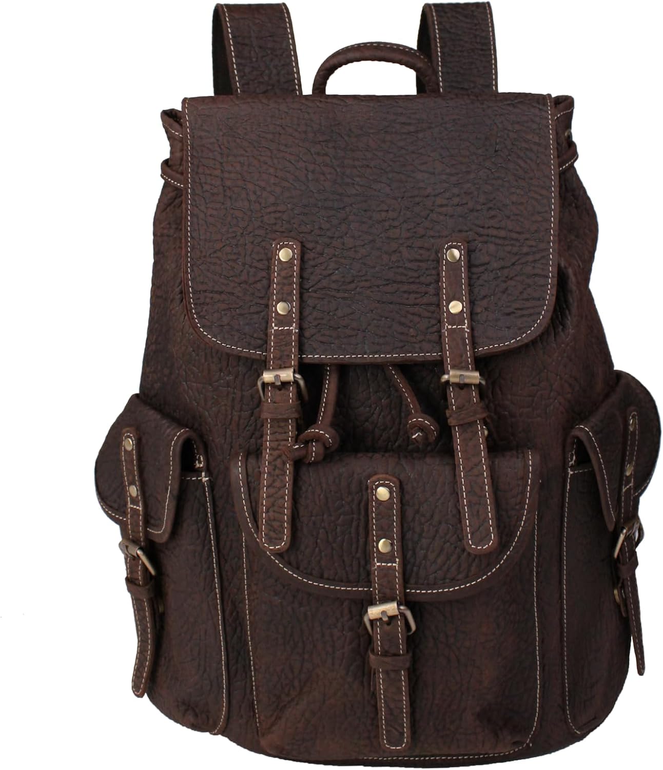 Genuine Leather Men'S Retro Backpack Suitable for 16-Inch Laptops for Business Travel Daily Backpack（9045-Elephant Gray）