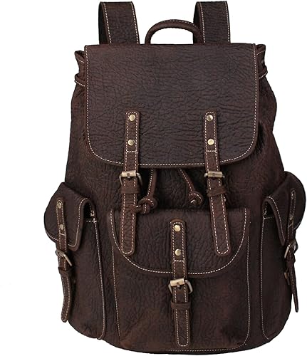 Miniatura 8 de Mochila retro de cuero genuino para hombre, adecuada para portátiles de 16 pulgadas, para viajes de negocios, mochila diaria, Negro, Mochilas de