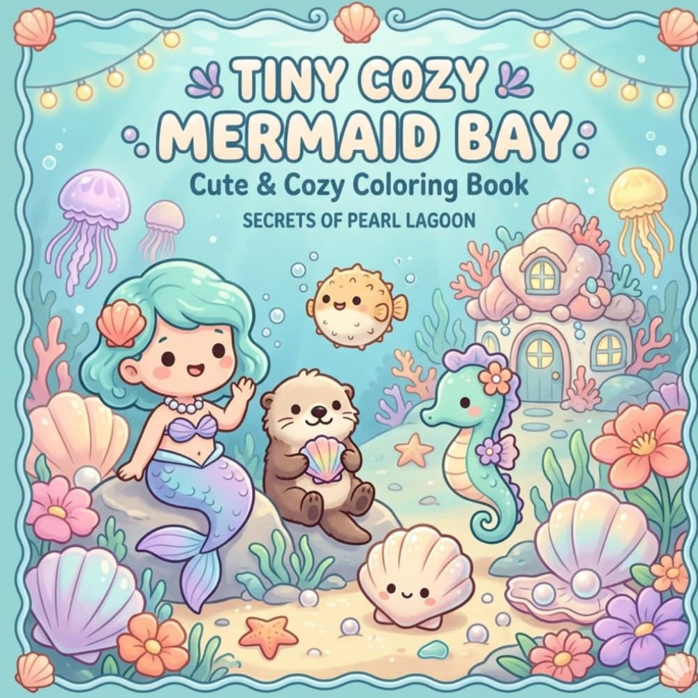 Mermaid Bay: Cute Coloring Book for Adults and Teens Featuring Adorable Mermaids, Ocean Friends, and Easy-to-Color Underwater Scenes for Relaxation