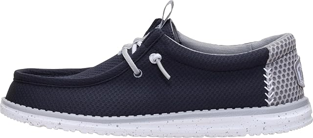 HEYDUDE HEYDUDE Men's Wally Varsity Team Slip On Shoe, Dark Navy/Multi Size 14 | Lightweight Mesh Style with Easy On Comfort and Travel Ready Design