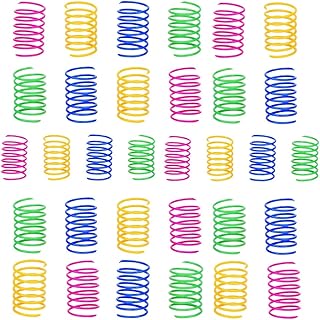 32 pcs Cat Spring Toy Colorful Spiral Springs Creative and Interactive Durable Heavy Plastic Toys for Indoor Cats Swatting Biting Hunting Kitten Toys