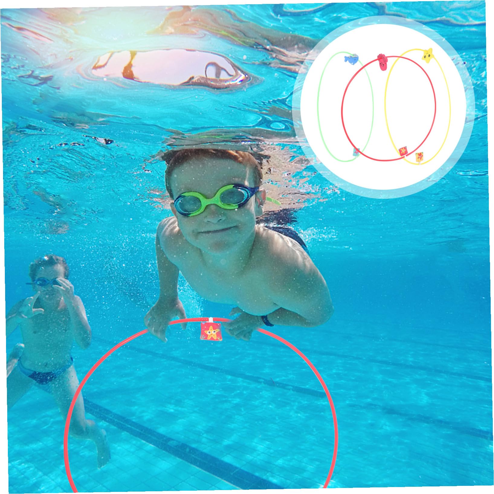 Cerchi da Immersione per Piscina 3 Pezzi Abs, Gioco per Principianti
