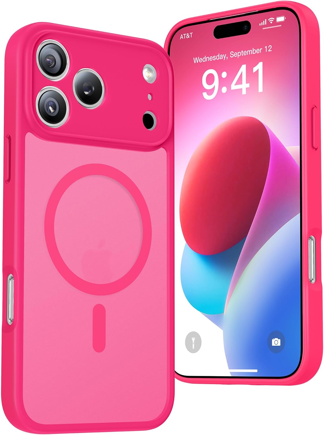 Magnetic for iPhone 17 Pro Max Case, Full Camera Protection, Compatible with MagSafe,Military-Grade Shockproof, Anti-Slip, Matte Slim Cover for i Phone 17 Pro Max Prone Case 6.9",Hotpink iPhone 17 Pro Max 5.Hotpink