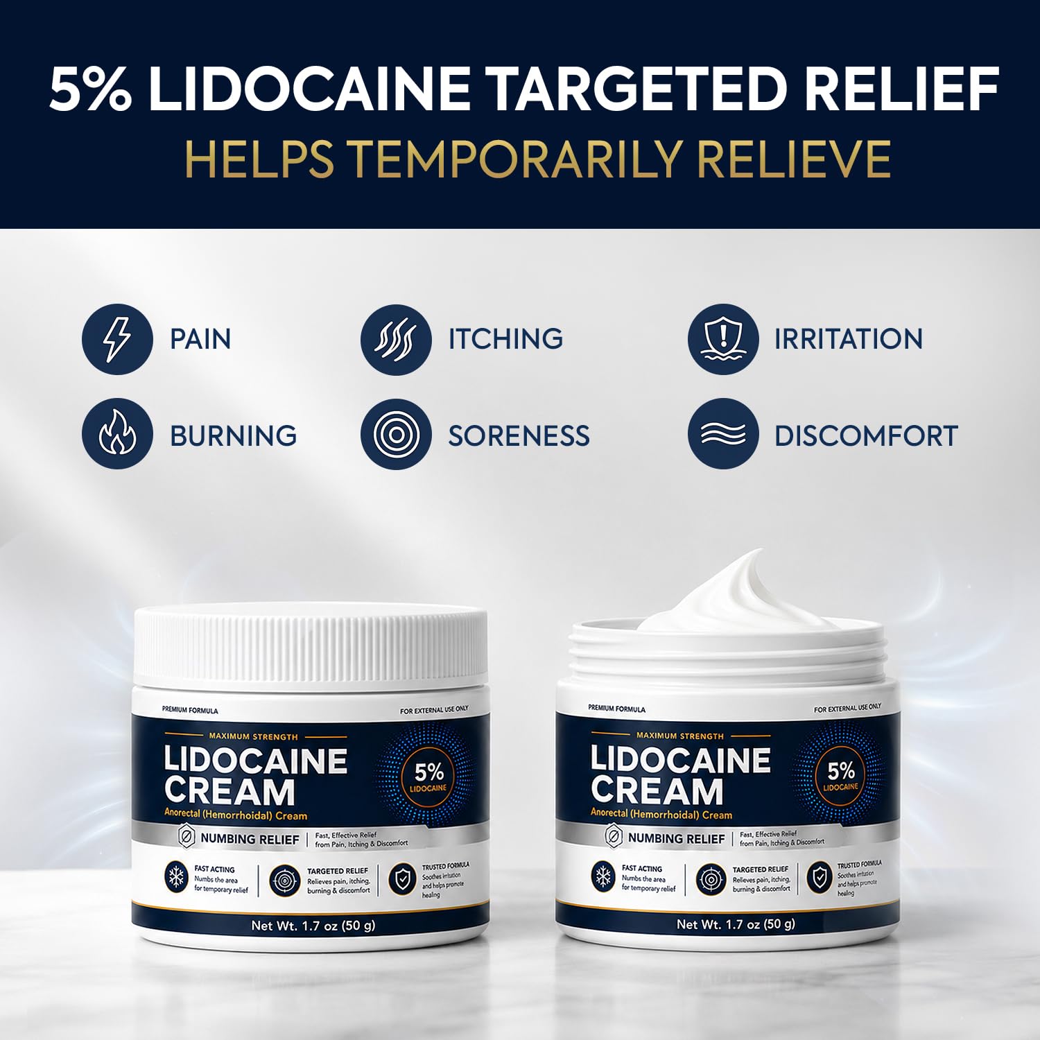 5% Lidocaine Numbing Cream: Lidocaine Cream Maximum Strength for Pain Relief, Itching, Burning, Soreness, Hemorrhoid Treatment - 1.7 oz — Amazon image 3