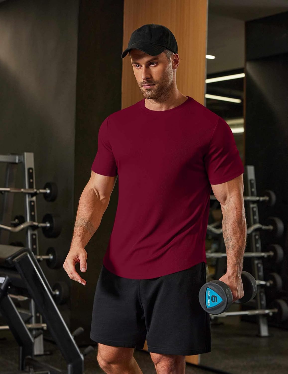 COOFANDY Mens Muscle Shirt Short Sleeve Slim Fit T-Shirts Texture Crewneck Tees Longline Gym Workout Athletic Shirt - Image 3