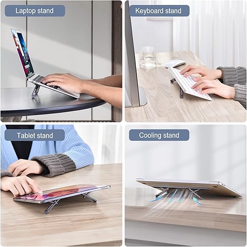 Miniatura 6 de Elevadores de computadora portátil para escritorio, soporte para laptop de 4 alturas ajustables, elevador de teclado, patas ergonómicas para