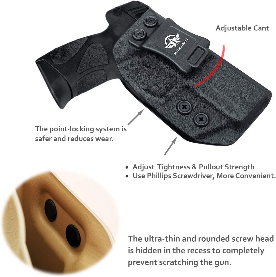 Taurus G3 IWB Kydex Holster Custom Fit: Taurus G3 9mm / .40 Pistol - Inside Waistband - Adj. Cant Retention