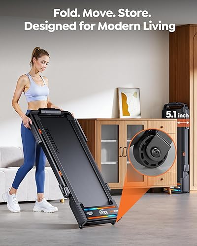 Miniatura 8 de Caminadora plegable con inclinación del 0-15% y barra de mango, cintas de correr de 3.0 HP para el hogar, caminadora debajo del escritorio con