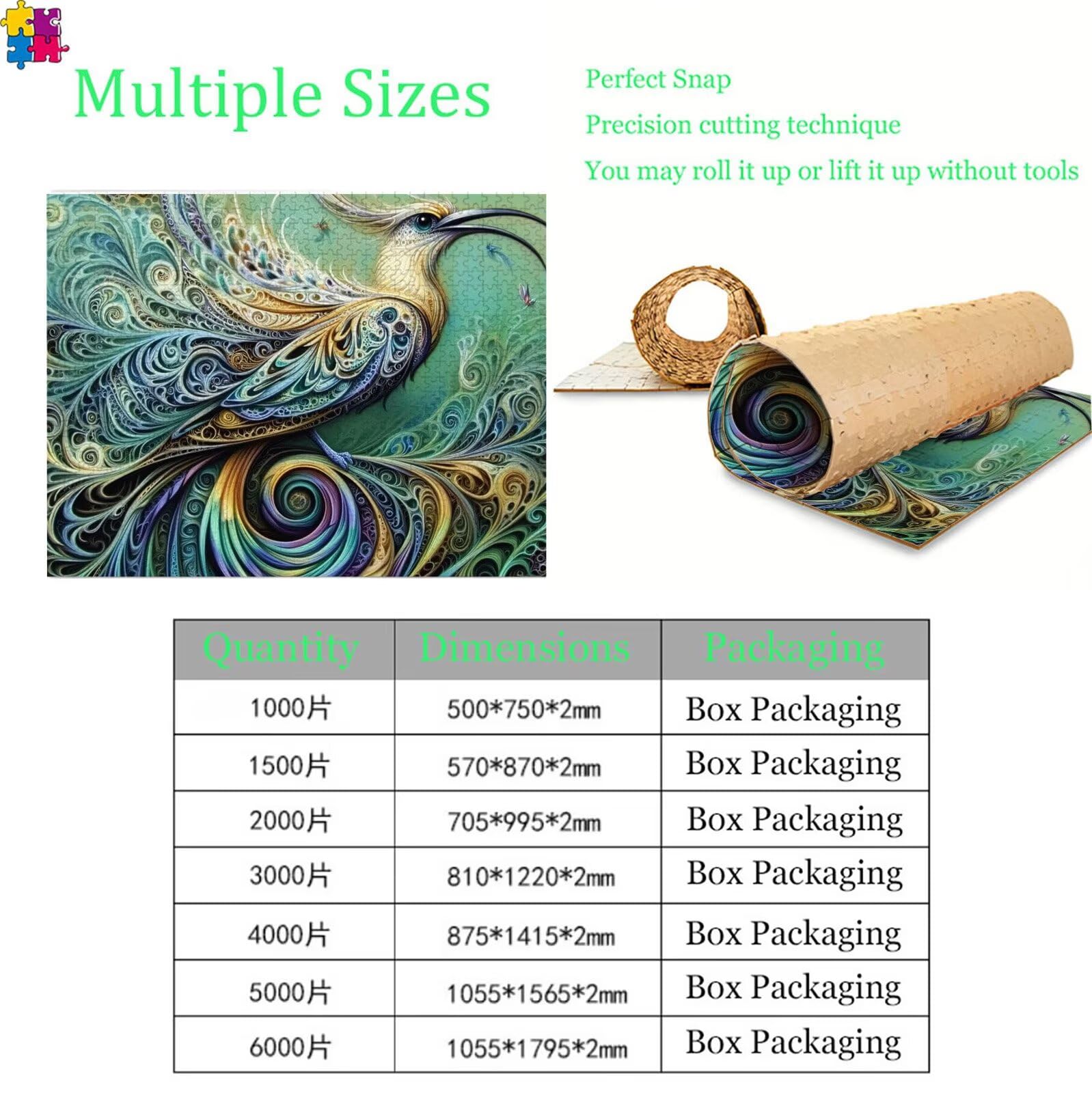 Abstrakcyjne puzzle ptak - Puzzle 3000 elementów dla dorosłych - Puzzle Gry Relaks - Dobre opakowanie - Druk w wysokiej rozdzielczości Jasne kolory - Wymagające drewniane puzzle s7h-430