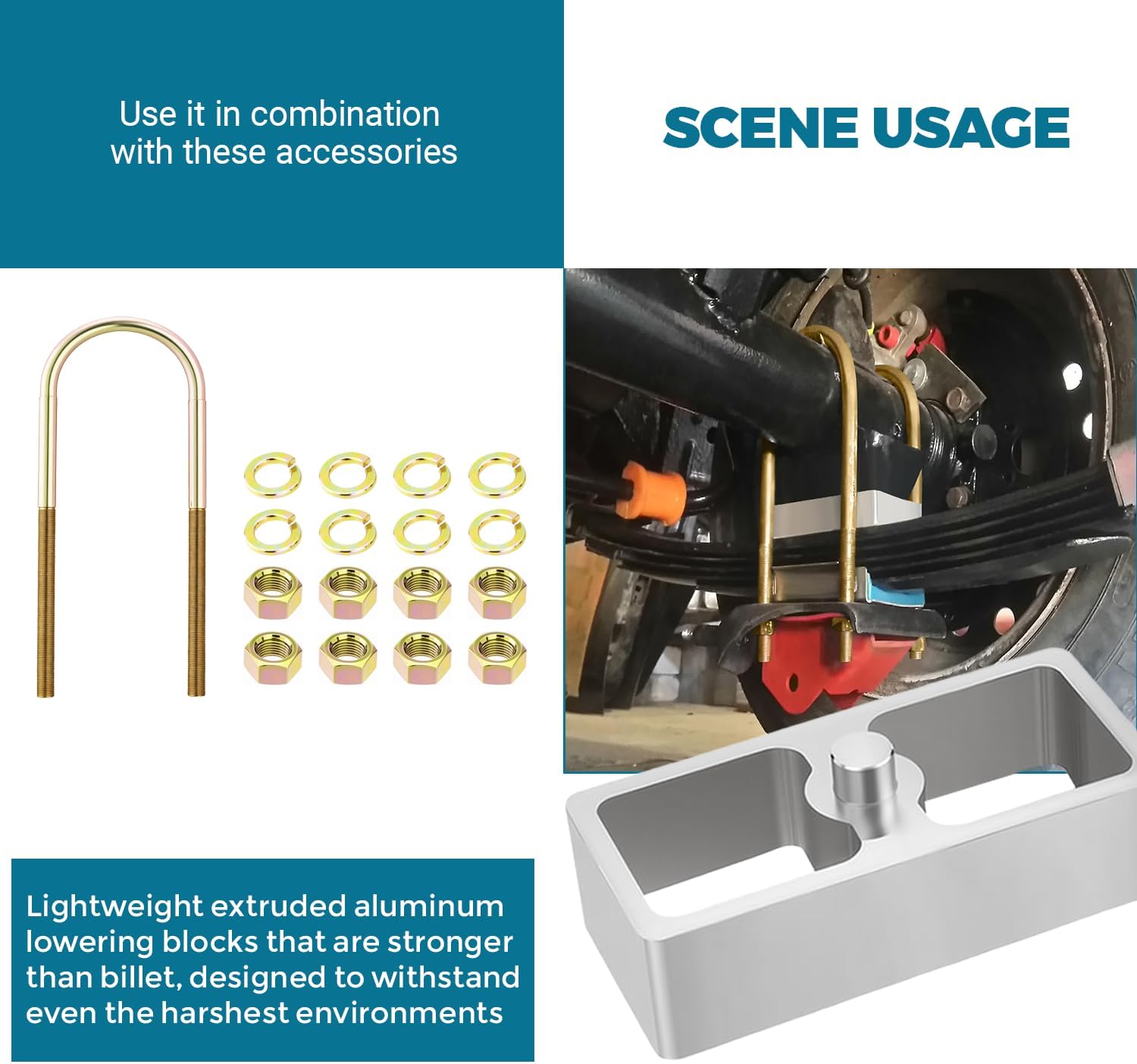 1 PC Upgrade 2 Inch Universal Leaf Spring Lowering Block Kit Aluminum for Ride Height Adjustment