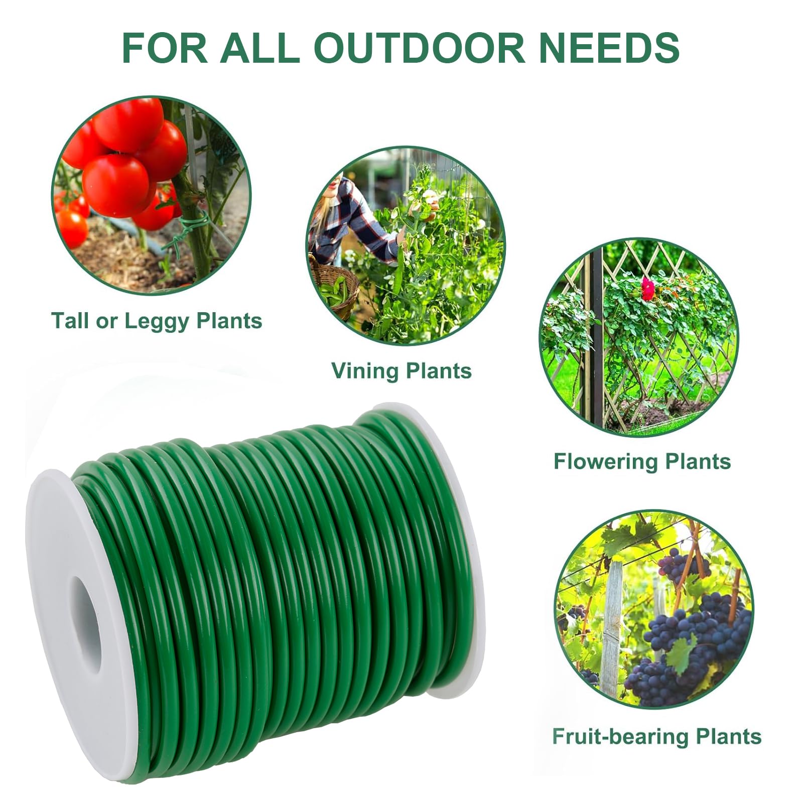 Lot De 2 Rouleaux De Fil De Liaison Fin Pour Plantes - 150 M - Avec Cutter Intégré - Fil De Liaison Pour Plantes - Vert - Pour Le Jardin, Regroupement