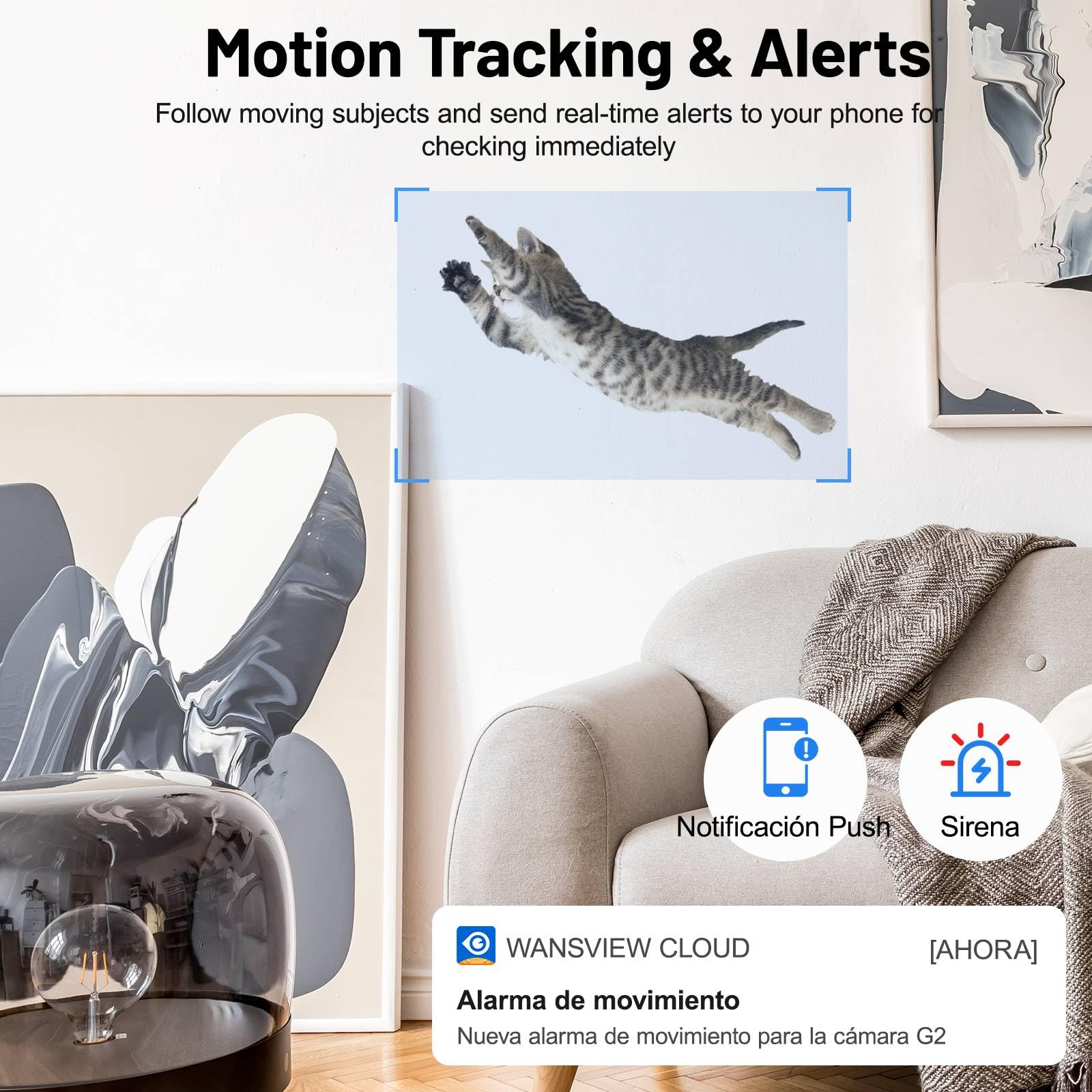 GALAYOU 2K Cámara Vigilancia WiFi Interior - Camaras Vigilancia Domicilio WiFi 2,4G para Perros y Bebe 360°, Seguimiento de Movimiento, Grabación Continua, Audio Bidireccional, Compatible con Alexa