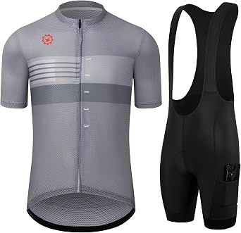 GCRFL Mens Cycling Jersey Sets Road Bike Jersey Riding Shirts Lightweight, Bib Shorts with Pockets Padded