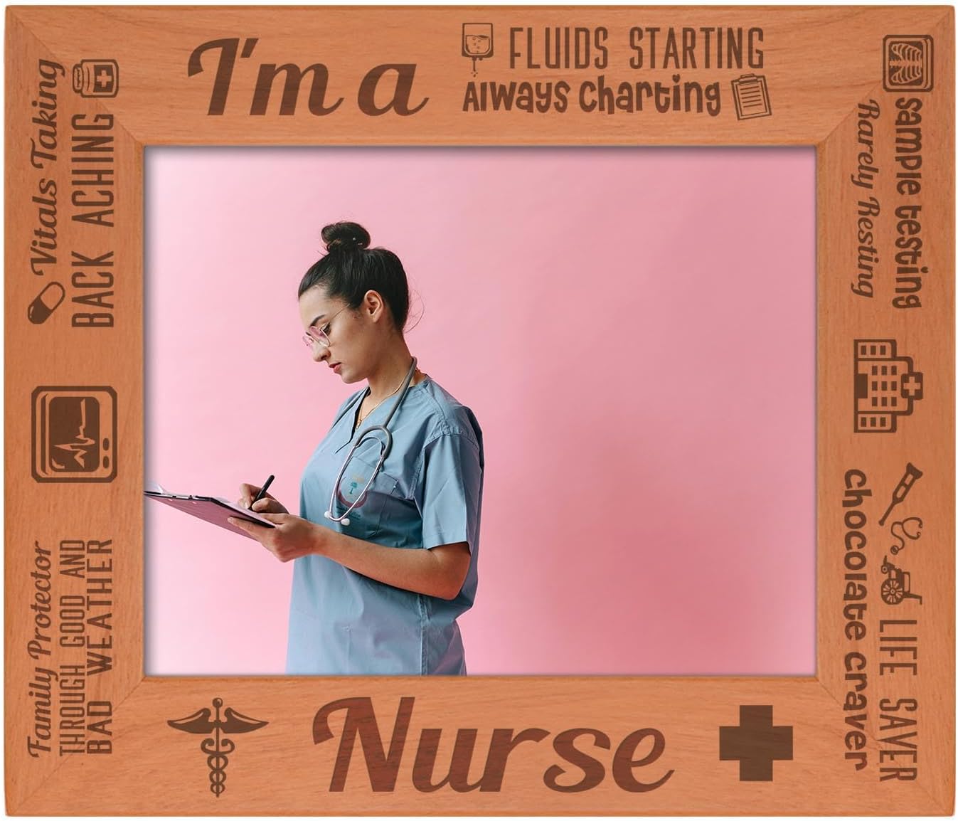 ThisWear Sentimental Frame I'm A Nurse Poem Wood Engraved 8x10 Portrait Picture Frame