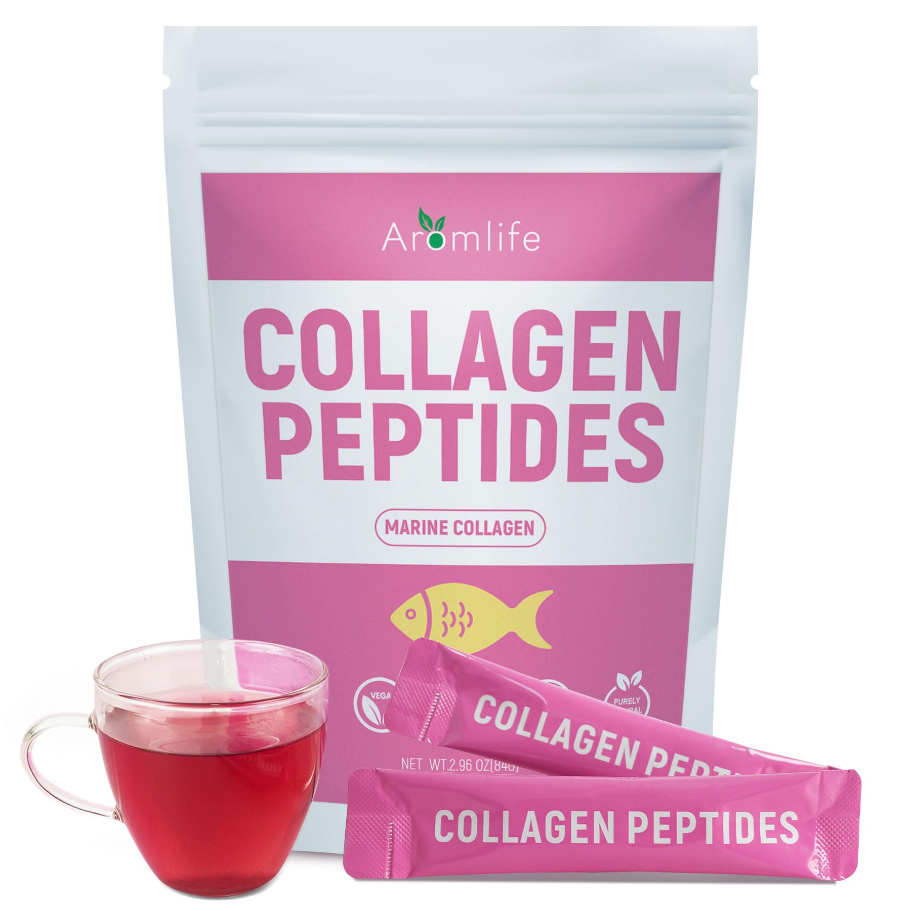 Collagen Peptides for Women - No Clumping 14 Days Collagen Peptides Powder for Skin Hair Nail Digestive Blueberry